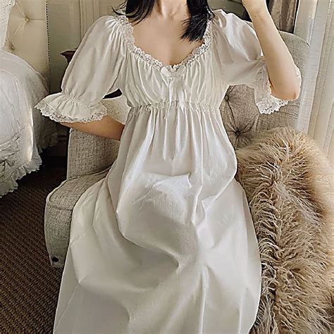 Romantic Cotton Nightgowns Short Sleeve Victorian Nightgowns Etsy