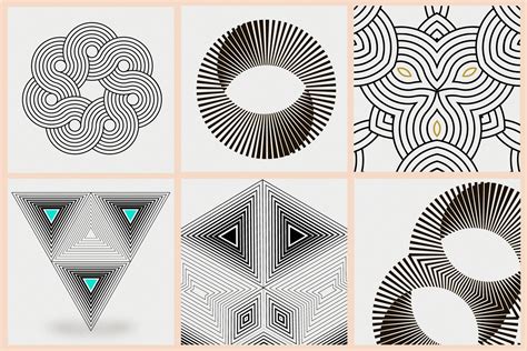 Illusion linear geometric shapes. Ai/SVG/PNG (211230) | Illustrations ...