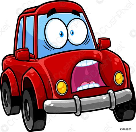 Scared Red Car Cartoon Character Stock Vector 3481923 Crushpixel