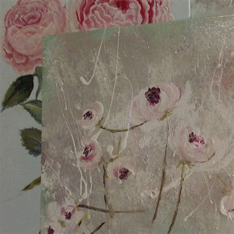 Shabby Chic Painting Whimsical Floral Creams Mauve Mint Green