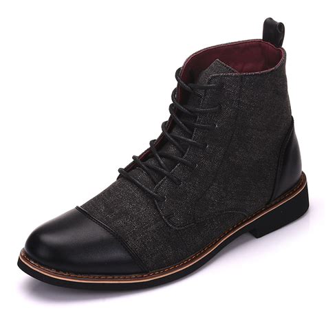 Tejiojio Clearance Pointed Toe Mens New Casual Lace Up Mid Calf Mens