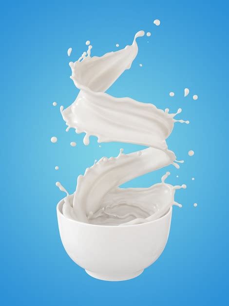 premium photo pouring milk splash into white bowl