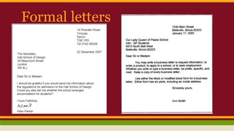 Formal And Informal Letters