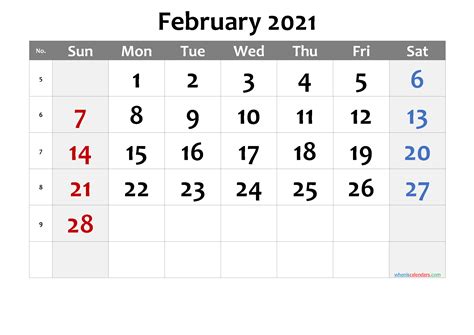 123calendars Feb 2021 Calendar