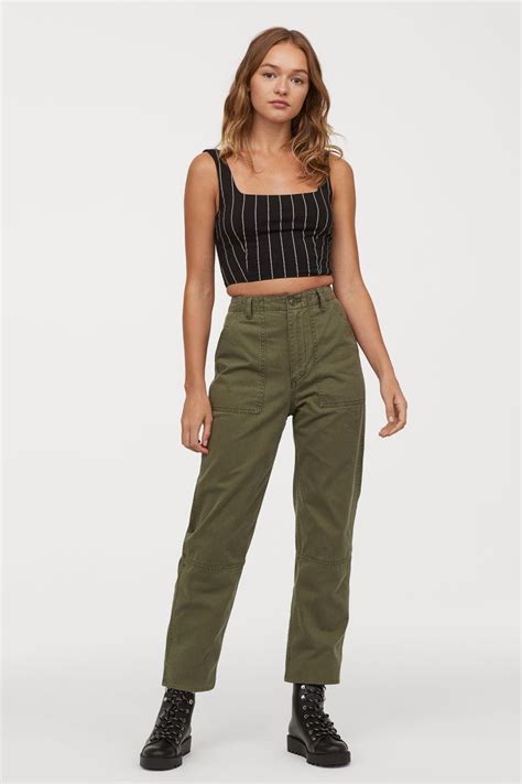 Green Cargo Pants Womens Outfit Prestastyle
