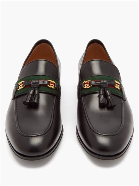 Gg And Web Stripe Tasselled Leather Loafers Gucci Matchesfashion Uk