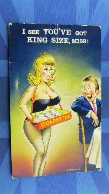 SAUCY BAMFORTH COMIC Postcard 1966 Big Boobs SEE YOU GOT KING SIZE MISS