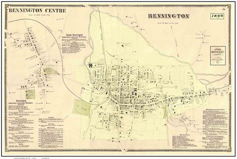 Bennington Village And Bennington Centre Vermont 1869 Old Town Map