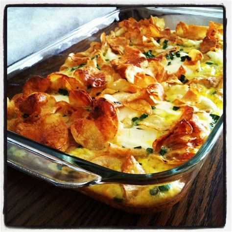 Tuna noodle casserole with potato chips is an easy recipe that takes under an hour to make, takes great, and is a wonderful comfort dish to enjoy on chilly evenings. Thrifty DC Cook: Potato Chip Egg Casserole