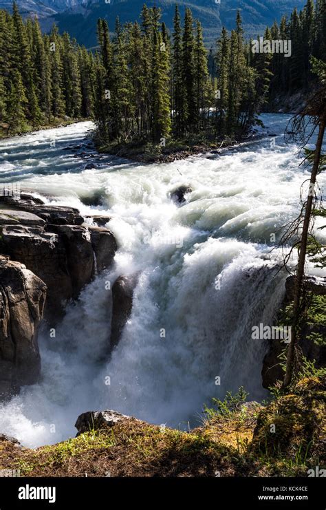 Waterfalls In Rocky Mountains Stock Photo Alamy