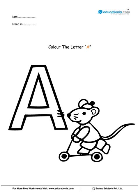 Letter A Coloring Worksheet  Free Worksheets And Education Resources For Students  Color