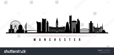 Manchester England Skyline Silhouette With Ferris Wheel In Black And