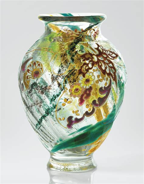 Emile Gallé An Internally Decorated Faceted Etched Partially Gilded And Enamelled Glass