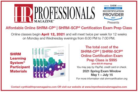 Affordable Online Shrm Certification Exam Prep Class Begins April 12