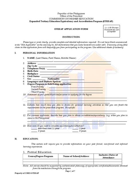 8 Eteeap Application Form Academic Degree Educational Assessment