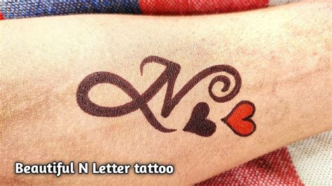 How To Make Beautiful N Letter Tattoo At Home With Pen Youtube