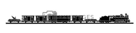 Vector Silhouette Of The Old Train On White Background By Basel101658