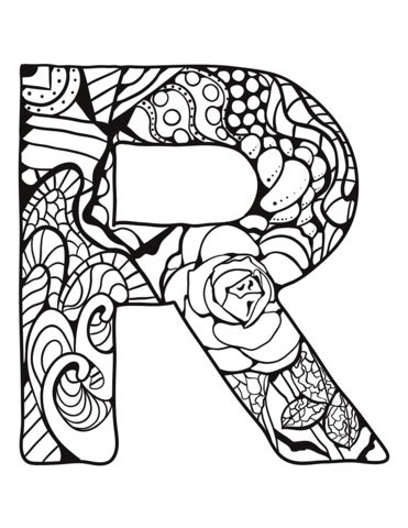 Letter r coloring pages printable book page for kids best grig3. Letter R Zentangle coloring page | Free Printable Coloring ...