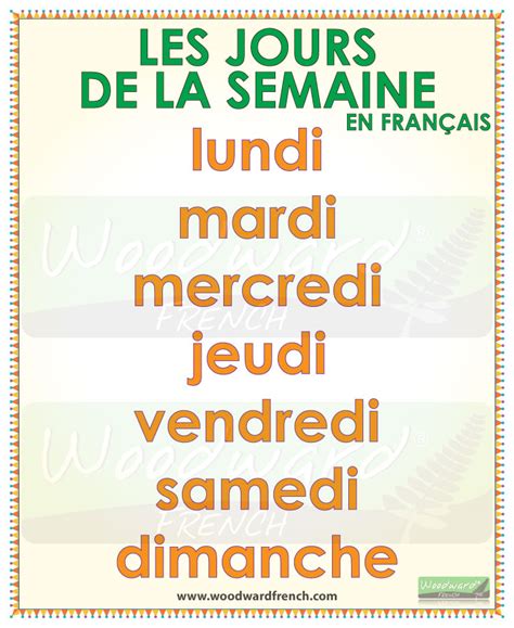 Days of the Week in French | Woodward French
