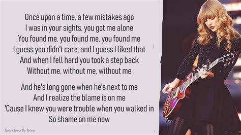 Taylor Swift I Knew You Were Trouble Lyrics Songs Youtube