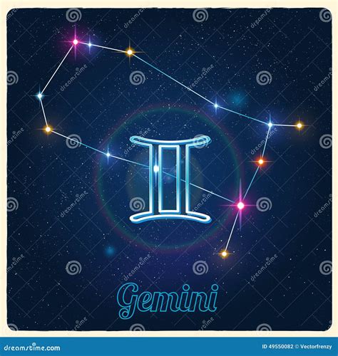 Vector Constellation Gemini With The Zodiac Sign Stock Vector