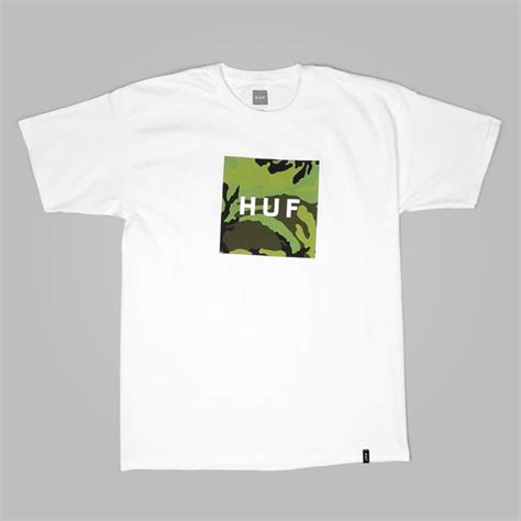 Huf Box Logo Fill T Shirt White Huf Tees