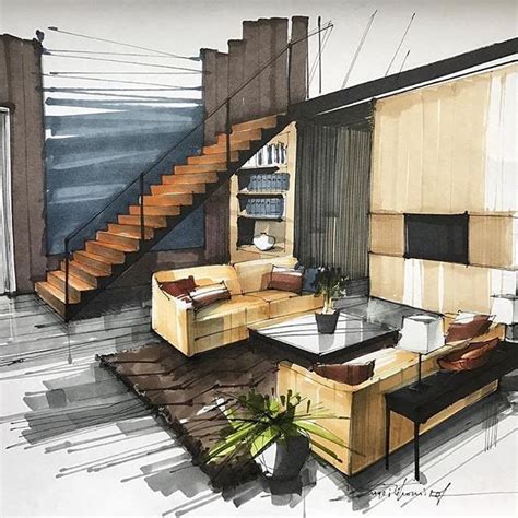 Interior Rendering Sketch By Tihomirovsketch Take A Look At