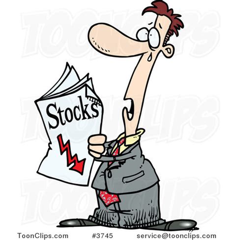 Cartoon Guy Reading Bad News In The Stocks Pages 3745 By Ron Leishman