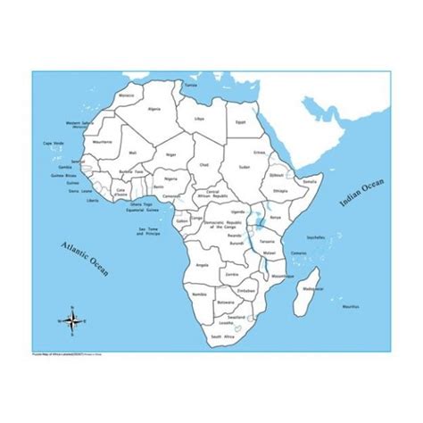 Labeled Africa Control Map Pp Plastic Childrens Montessori Shop
