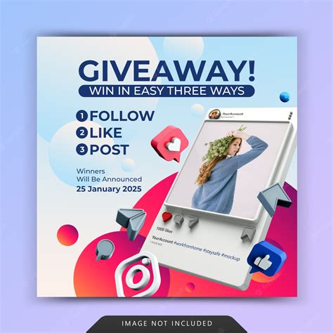 Premium Psd Social Media Post Template With Giveaway Promotion For