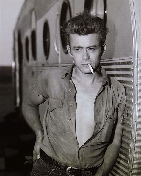 James Dean Standing Next To His Trailer On Location In Texas For The
