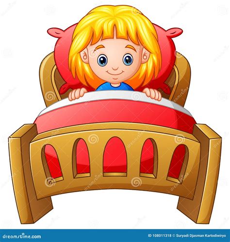 Little Girl Sleeping In Bed Stock Vector Illustration Of Isolated