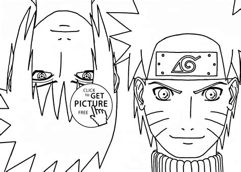 Naruto With Sasuke Anime Coloring Page For Kids Manga Anime Coloring