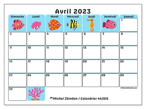 Calendrier Avril 2023 à Imprimer “442ds” Michel Zbinden Lu
