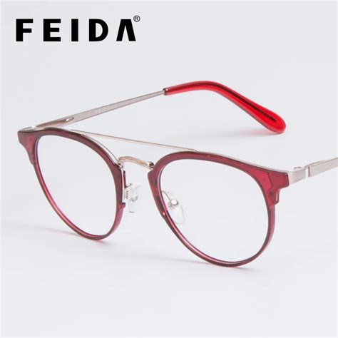Feida Clear Glasses Frame Anti Blue Light Glasses Women Fake Glasses Red Optical Eyeglasses