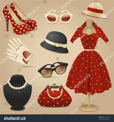 Lady Retro Fashion Accessories Stock Vector 133922351 Shutterstock