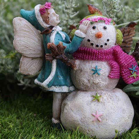 Fairy Aubrey Dresses Up Her Snowman Miniature Fairy Gardens Holiday