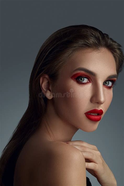 Close Up Portrait Of A Beautiful Fashion Model With Professional Make