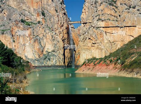 Spain Andalusia Garganta Del Chorro And River Guadalhorce Stock Photo