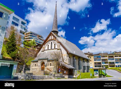 Small Church In Alps Davos Graubuenden Switzerland Stock Photo Alamy