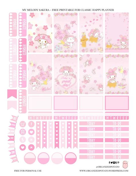 Free Planner Printable My Melody Sakura Organized Potato Free
