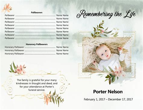 Lds Infant Funeral Program Template Baby Memorial Service Life Etsy