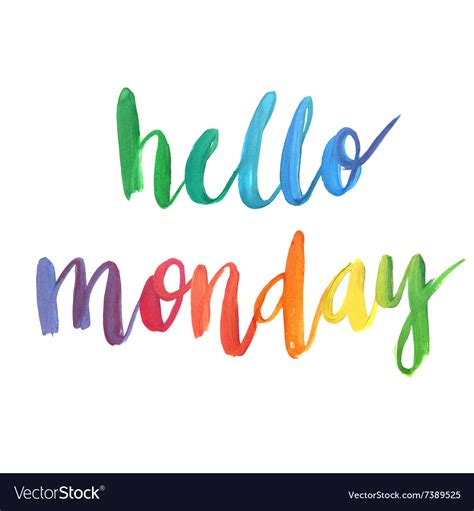Hello Monday Calligraphic Poster Royalty Free Vector Image