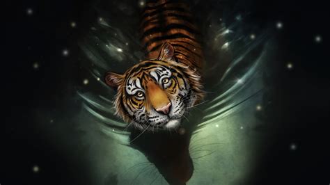 Tiger Digital Art 4k 7640g Wallpaper Pc Desktop