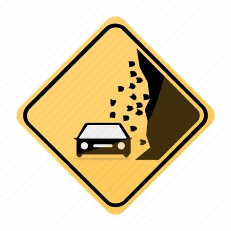 Area Car Landslide Road Sign Traffic Yellow Icon Download On