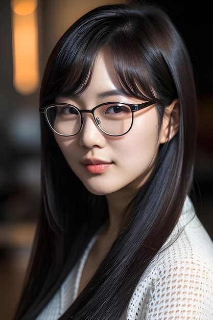 Premium Ai Image Beautiful Korean Woman Wearing Glasses
