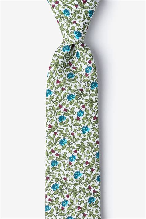Green Cotton Henderson Floral Skinny Tie
