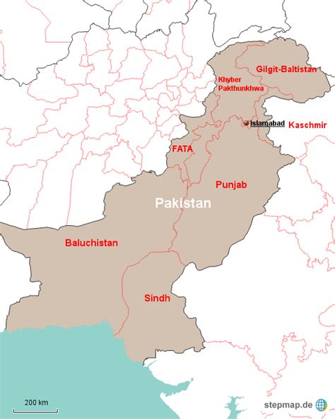 Discover sights, restaurants, entertainment and hotels. StepMap - Provinzen Pakistan - Landkarte für Asien