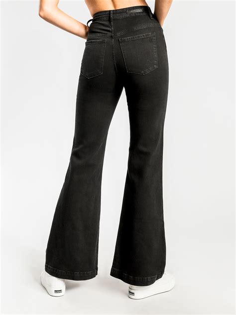 edee flared jeans in black out denim glue store