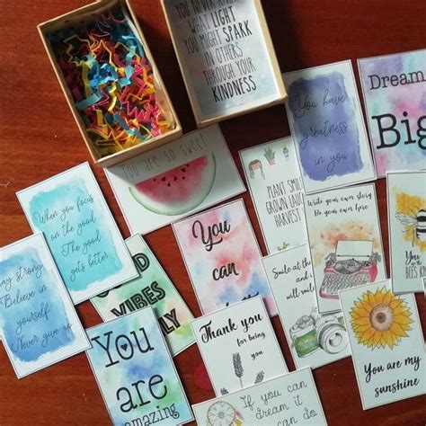 Inspirational Positive Message Cards Box Set Of 16 Self Care Etsy